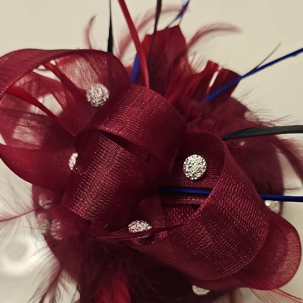 Elegant Burgundy Feathered Hair Accessory